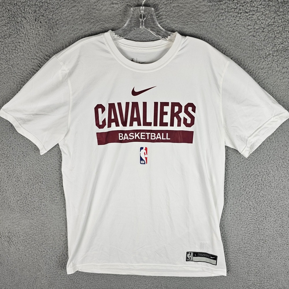 Nike T-Shirt Mens L White Cleveland Cavaliers Basketball Dri-FIT DQ7009-100 NBA